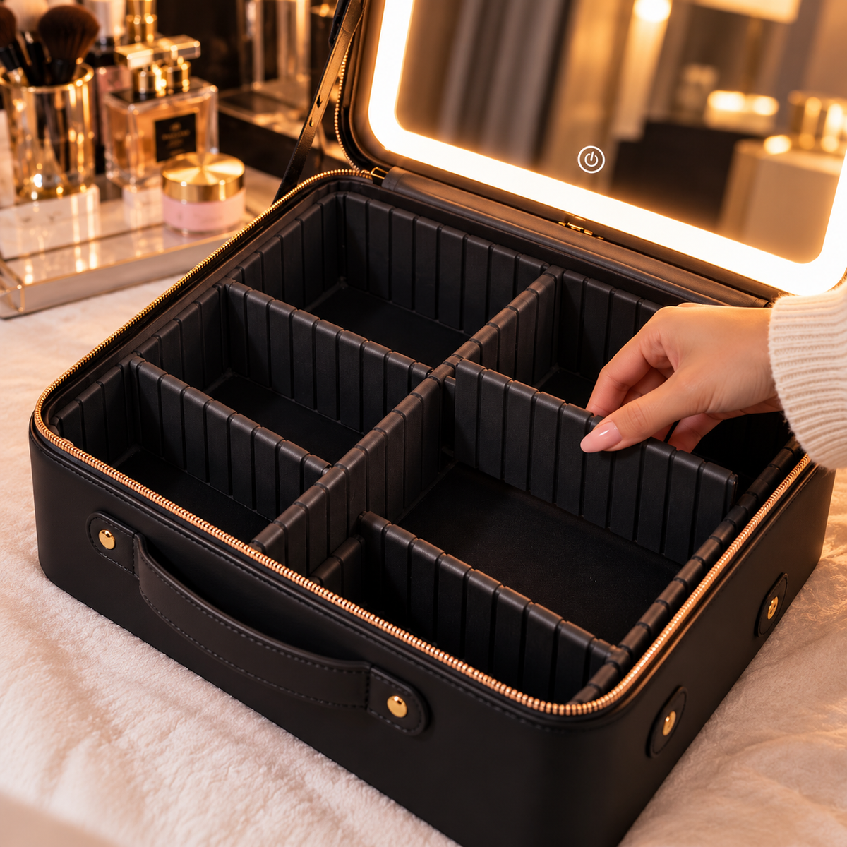 Bellisima — Bella noire, intérieur à compartiments modulables et miroir LED