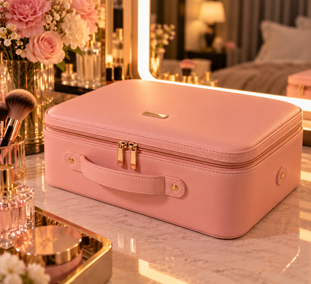 Bellisima — Mon Éclat, mallette rose fermée avec plaque dorée